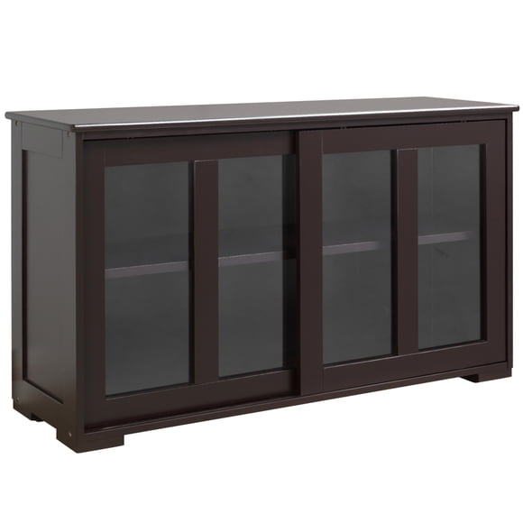 HOMCOM Kitchen Sideboard Stackable Storage Cabinet with Sliding Glass Door