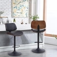 thumbnail image 2 of Swivel Upholstered Bar Stools with Extra Large 45cm Base, Mid-Back Counter Height Stools Kitchen Island Chair with Ribbed Back and Foot Ring, 2 of 7