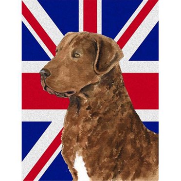 Carolines Treasures SS4973GF Frisé Enduit Retriever avec Anglais Union Jack Drapeau Britannique Drapeau Jardin Taille