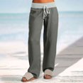 thumbnail image 2 of Timegard Pants for Women Low Waisted Drawstring Cinch Bottom Straight Leg Outdoor Cargo Pants with Pockets, 2 of 7
