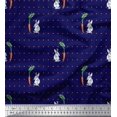 thumbnail image 1 of Soimoi Velvet Fabric Carrot & Rabbit Dots Print Sewing Fabric Yard 58 Inch Wide, 1 of 5
