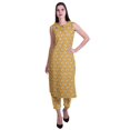 thumbnail image 1 of Moomaya Ensemble Kurta et Pantalon Sans Manches pour Femmes à Col Peter Pan Imprimé, Ensemble Ethnique 2 Pcs, 1 of 6