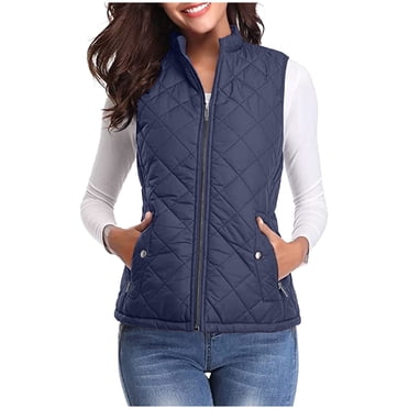 EGNMCR Puffer Vest Women, Sleeveless Parkas for Women, Fashion Women Pocket Coat Long Jacket Winter Sleeveless Down Cotton Waistcoat Women's polyester jacket