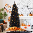thumbnail image 4 of Gymax 6 FT Pre-lit Black Halloween Tree Artificial PVC Slim Pencil Christmas Tree, 4 of 10