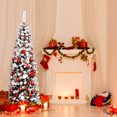 thumbnail image 2 of Patiojoy 6ft Pencil Artificial Christmas Tree Snow Flocked Pencil Tree with Flexible Stand, 2 of 8
