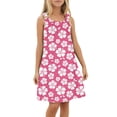 thumbnail image 4 of WEIYLL Robes Préadolescentes pour Filles Plage Couverture de Bain Sans Manches Imprimé Fleur de Palmier Volants Rose Vif Robe 4-5 Ans, 4 of 4