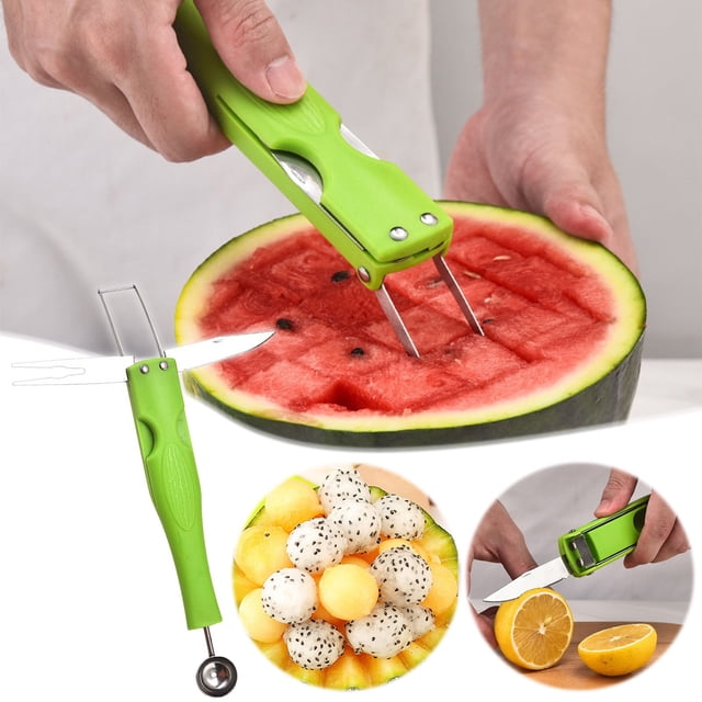 Fridja Summer Sales Stainless Steel Four-in-one Fruit Cutter Household Fruit Pulp Spoon Portable Fruit Cutter Kitchen Tools Home Essentials