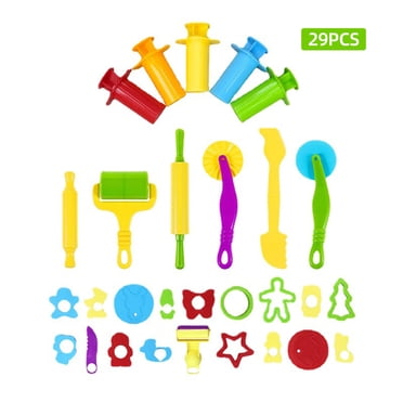 Amdohai 29 Pcs Outils pour Pâte à Modeler Ensemble d'Accessoires pour Pâte à Modeler Divers Moules en Plastique Rouleaux Coupe-Pâte Cadeau Éducatif pour Enfants, Couleur Aléatoire