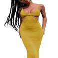 thumbnail image 1 of Women Dress Solid Color Hollow Backless Tight Suspender Long Dress, 1 of 6
