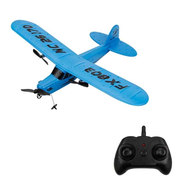 Blue 2.4Ghz 2CH RC Glider Plane with EPP Material, Coreless Brushed Motor, 3.7V 220mAh Built-in Battery, 15min Flight Time, 100m Control Distance - Includes Remote Controller, Charging Cable & Manual