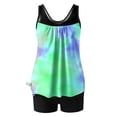 thumbnail image 4 of UPPADA Tankini Maillots de Bain pour Femmes Modestes Maillots de Bain Grande Taille Deux Pièces Tankini Maillot de Bain avec Soutien-Gorge Col Ras du Cou Haut à Motif Floral et Short Garçon 2 Pcs Maillots de Bain Confortables de Vacances Liquidation en Liquidation Vert,TG, 4 of 6