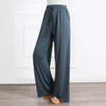 thumbnail image 2 of Diufon Straight Pants for Women Elastic High Waist Drawstring Pants Cotton Solid Color Lounge Wide Leg Pants, 2 of 5