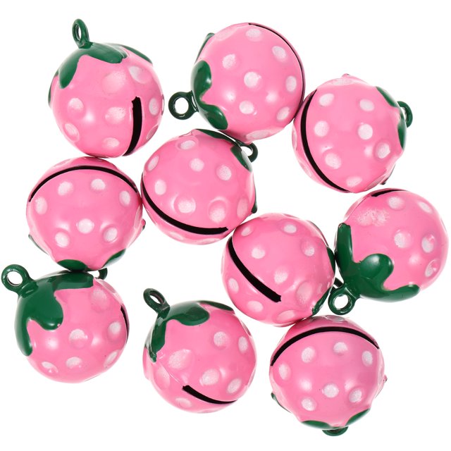 10 Pcs Pendentifs pour Animaux de Dessin Animé Clochettes en Forme de Fraise Accessoires de Collier pour Animaux