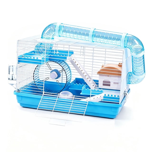 predolo Hamster Cage Habitat House Feeding Box Fun Portable Food Bowl with Small Animal Blue