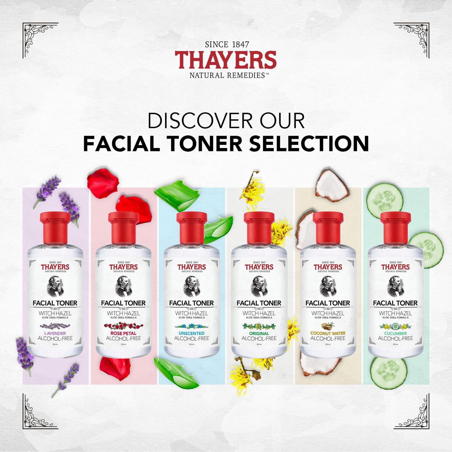 THAYERS Unscented Facial Toner Alcohol-Free Witch Hazel Aloe Vera Formula Travel Size 89mL