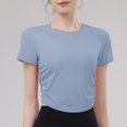 thumbnail image 1 of T-Shirt pour Femme, Haut Décontracté à Manches Courtes et Col Rond, Mélange Doux Extensible Polyester Spandex pour le Quotidien, 1 of 3