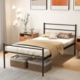 thumbnail image 1 of Gymax Twin Size Metal Bed Frame Platform Mattress Foundation W/ Headboard Black, 1 of 5