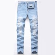 FcBaudy Full Length Pants Jeans Men's New Fashion Have Pockets Button Zipper Personality Denim Trend Jeans Men Denim jeans