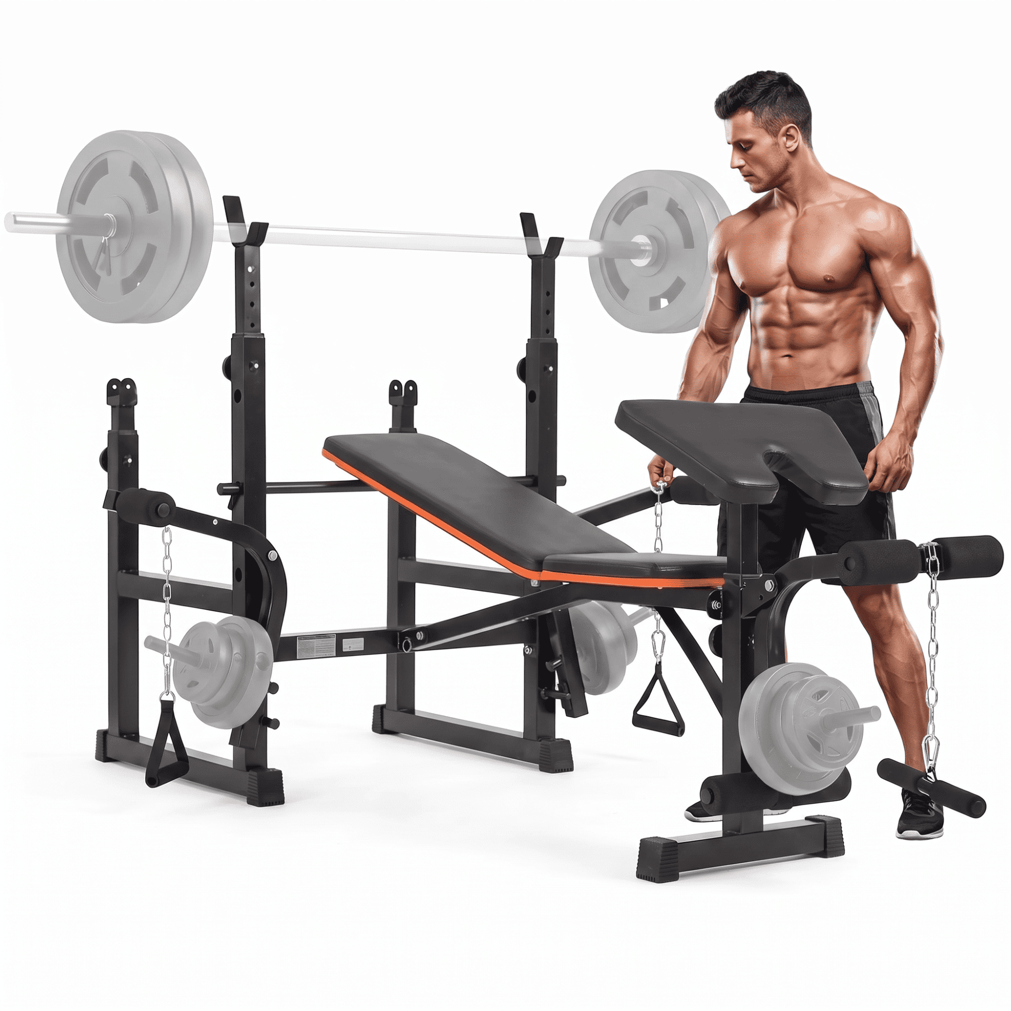 Naipo 7-in-1 Adjustable Weight Bench with Dual Barbell Racks 600lbs ...