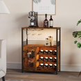 thumbnail image 4 of Ourlova 3-Tier Wine Bar Cabinet with LED Detachable Wine Rack and Storage Space Buffet Cabinet with Glass Holder and Mesh Door for Kitchen Living Room and Bar, 4 of 7