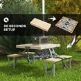 thumbnail image 4 of Outsunny Ensemble de Table et Chaises de Camping Pliantes avec Trou pour Parasol, 4 of 10