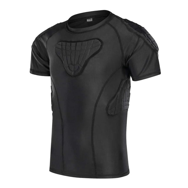 Chandail de Compression Rembourré pour Garçons Jeunes, Haut Protecteur, Protecteur de Poitrine Côtelé pour Rugby, Football, Painball, Baseball, Basketball