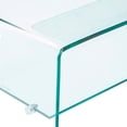 thumbnail image 4 of Heavenly Collection Waterfall Glass Table with Top Shelf, Clear Tempered Glass, Modern Accent Table for Living Room or Office, 4 of 7