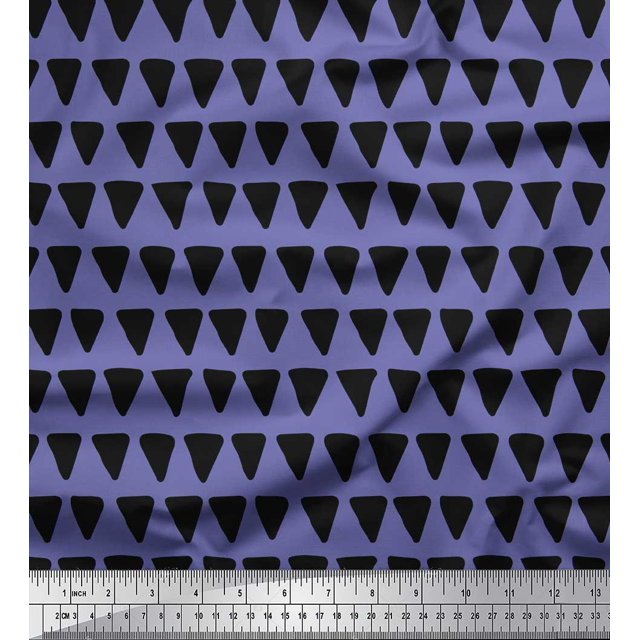 Soimoi Purple Rayon Fabric Triangle Geometric Print Fabric by the Yard 42 Inch Wide