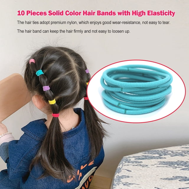 10 Pièces Bandes de Cheveux Mélangés Extensibles Réglables Décoratif Haute Élasticité Titulaire de Queue de Cheval de Protection Filles Accessoires Sky blue