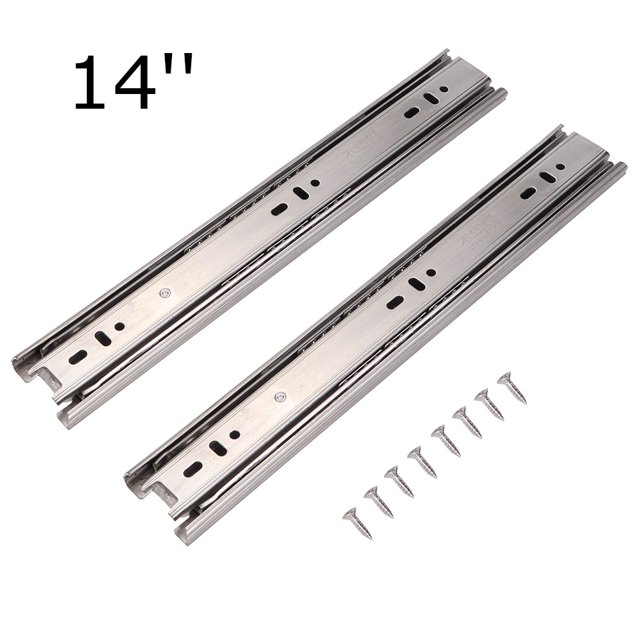 12 -18 Stainless Steel Drawer Slide Rail 3 Section Glide Device Furniture(14''undamped)