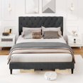 thumbnail image 4 of Costway Queen Size Bed Frame with Button-Tufted Headboard & Wooden Slats Easy Assembly, 4 of 10
