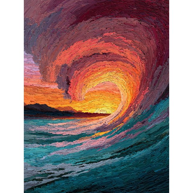 Qisvanset Ocean Wave Sunset Canvas Print 12x16 Inch Bedroom Decor