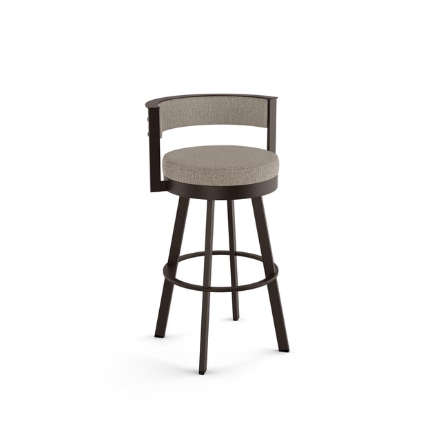Amisco Browser Tabouret de Bar Pivotant de 30 Po - Polyester Tissé Beige et Brun / Métal Brun Foncé