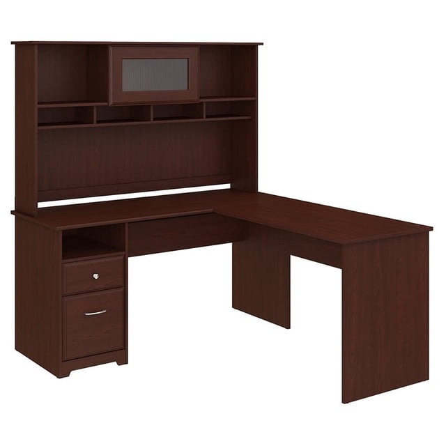 Bush Furniture Cabot 60W L Shaped Computer Desk with Hutch & Drawers