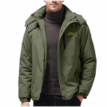 Amzcrzy Men Polyester Blouse Men Warm Outdoor Sports Jacket Windproof Hooded Jacket with Fleece Jacket Men Skiing Suit Long Sleeved Hooded Casual Jacket Mens Bomber Jacket Jackets for Men