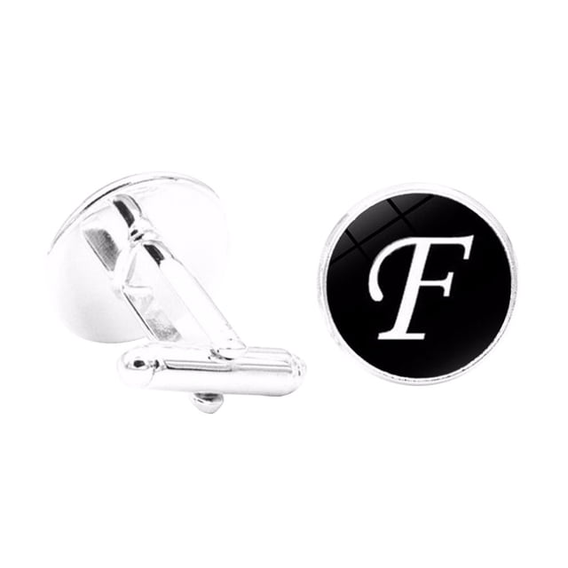 fastboy 1 Pair Men's Letter Cufflink Wedding Formal Initial Alphabet Stainless Steel Cufflink, Letter F