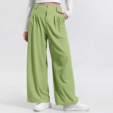 Tnhcen Women's High Waisted Wide Leg Pants - Loose Fit Stretchy Casual Trousers for Women Versatile Plus Size Lightweight Wide Leg Pant