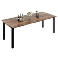 thumbnail image 1 of Table à Manger Rectangulaire de 79 Pouces avec Bord Ondulé, Table Moderne Minimaliste en MDF avec Pattes en Métal, Imperméable et Résistante aux Égratignures, 6 à 8 Places pour Cuisine, Salle à Manger, Bureau, Noir/marbre Rétro, 1 of 7