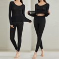 thumbnail image 4 of Ensemble Haut et Bas de sous-Vêtements Thermiques Longs et Fins à Col Ras du Cou pour Femmes, 4 of 5