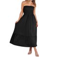 thumbnail image 2 of Gspmoly Robes Décontractées pour Femmes, Robe d'Été Sans Bretelles à Smocks Évasée en Ligne A Boho de Mode pour la Plage, Robe Longue Maxi de Fête avec Poches, Robes de Soirée pour Femmes Offres Hebdomadaires, 2 of 7