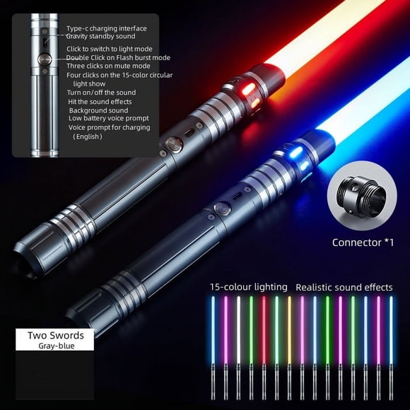 Upgraded Version Gravity Sensing Light Saber 2 In 1 15-color Metal Laser Sword