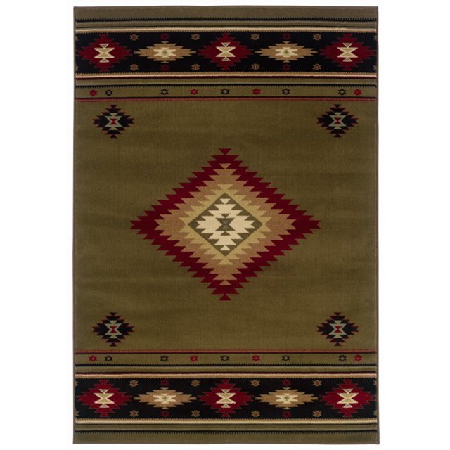 Oriental Weavers Hudson 3'10" x 5'5" Machine Woven Rug in Green