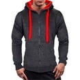 thumbnail image 2 of Sentmoon Mens Hoodies Oversized Drawstring Mens Travel Outfit Long Sleeve Color Block Loose with Pockets Stretchy Mens Fall Clothes Winter Delightful for City Sightseeing in Fall Red XL, 2 of 5