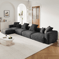 thumbnail image 4 of The Magic Home Canapé de Coin Convertible Modulable 4 Places en Velours Côtelé Noir,, 4 of 10