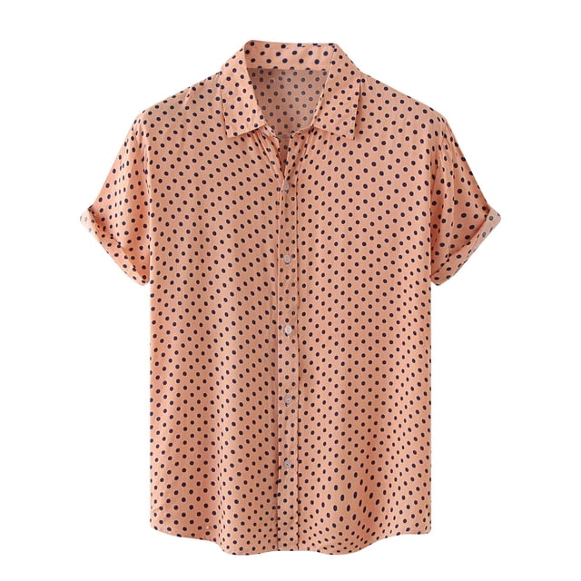 RKSTN Chemise pour Homme Plage Hawaïenne Décontractée Chemise à Pois Col Rabattu Blouse à Manches Courtes Hauts