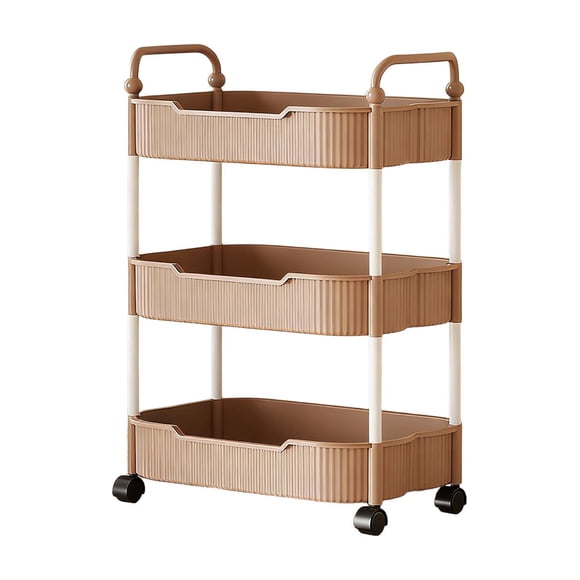 Amzcrzy 3 Tier Rolling Cart with Armrests, Kitchen Rolling Storage Cart Bathroom Storage Rack Toilet Toiletries Storage Shelf Multifunctional Movable Trolley Storage Organizer for Room Office Dorm