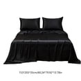 thumbnail image 3 of EGNMCR Soft Solid Matte Satin Hotel Silk Sheet Set Dull Deep Pocket Fitted Sheet Flat Sheet Pillowcase Polyester Bed Sheets Set, 3 of 6