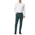thumbnail image 2 of INSPIRE CHIC Men's Plaid Dress Slim Fit Checked Business Pants with Pockets 38 Green, 2 of 7