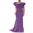 thumbnail image 1 of B91xZ Robe d'Hiver Femme Sans Manches Dos Nu Ourlet à Volants Cocktail Élégante Robe Débardeur, Violet m, 1 of 5