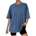 thumbnail image 1 of Yuyuzo T-Shirts Surdimensionnés pour Femmes Col Rond Manches Courtes Hauts Unis Été Décontractés Blouses Légères, 1 of 3